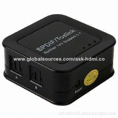 SPDIF/TosLink 1x3 Splitter with 100-240V AC Input